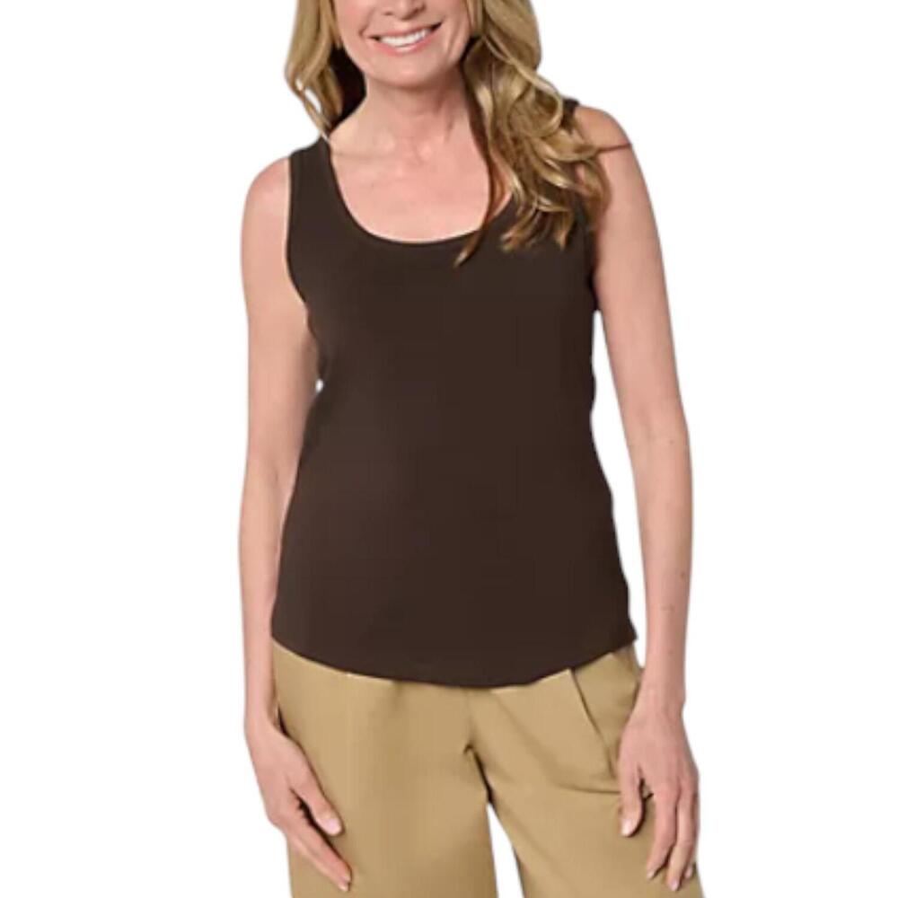 Carla Rockmore Collection Women's Scoop Neck Knit Tank Chocolate - Regular
